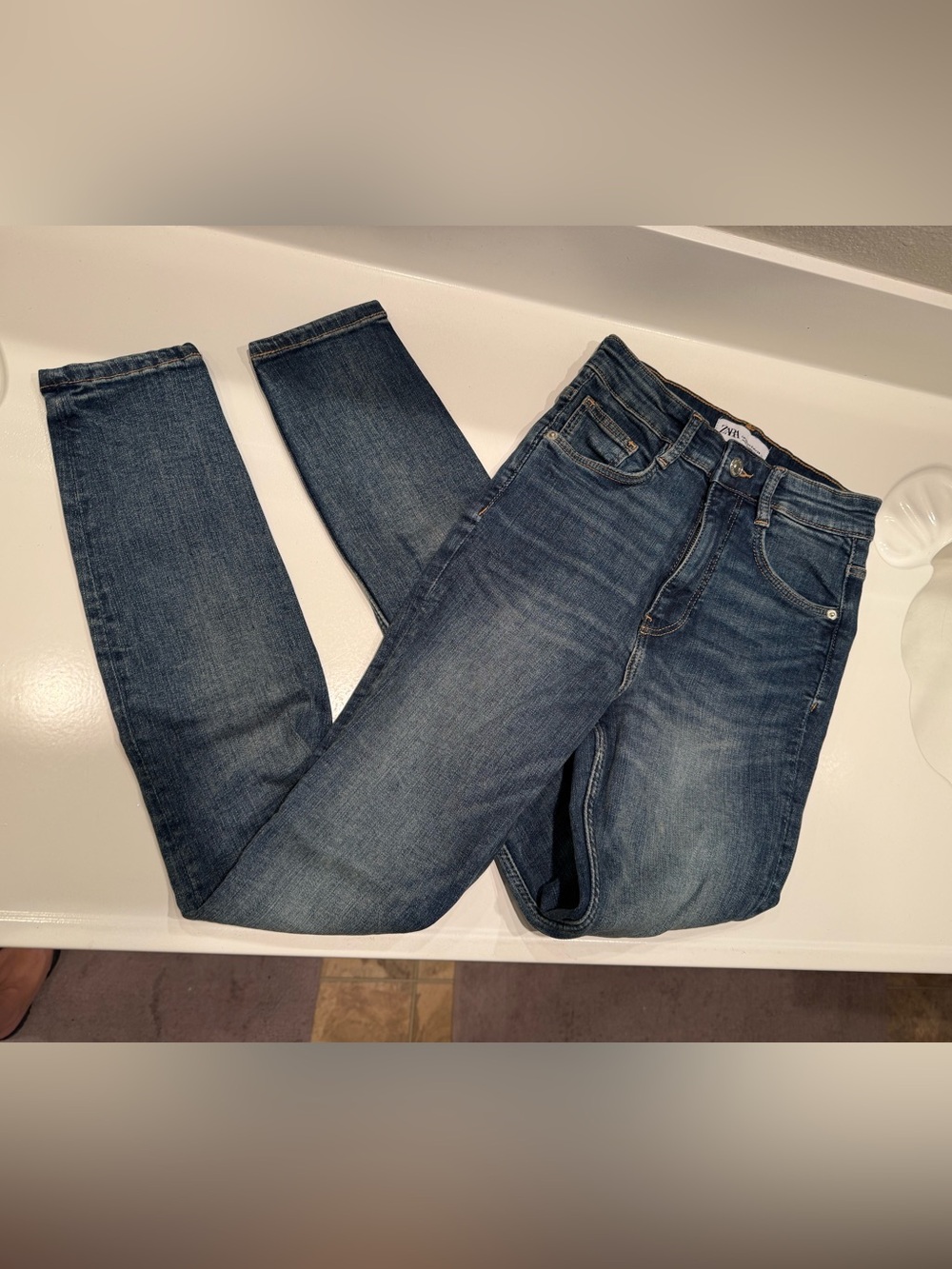 Zara Women's Blue Denim 95% Cotton Skinny Jeans USA Size 2